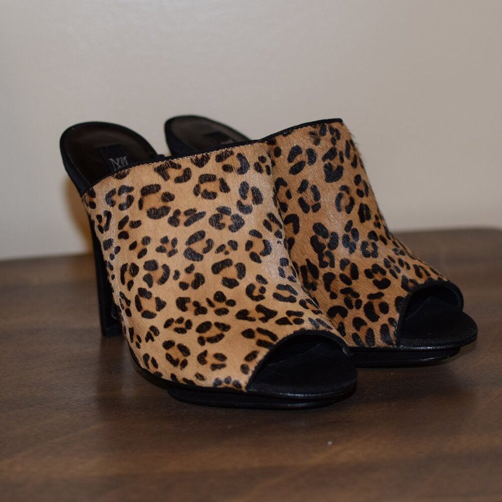MANGO Animal Print Leather Hair On Cheetah Peep Toe Heels Date Night Classy - 6 - Picture 4 of 12